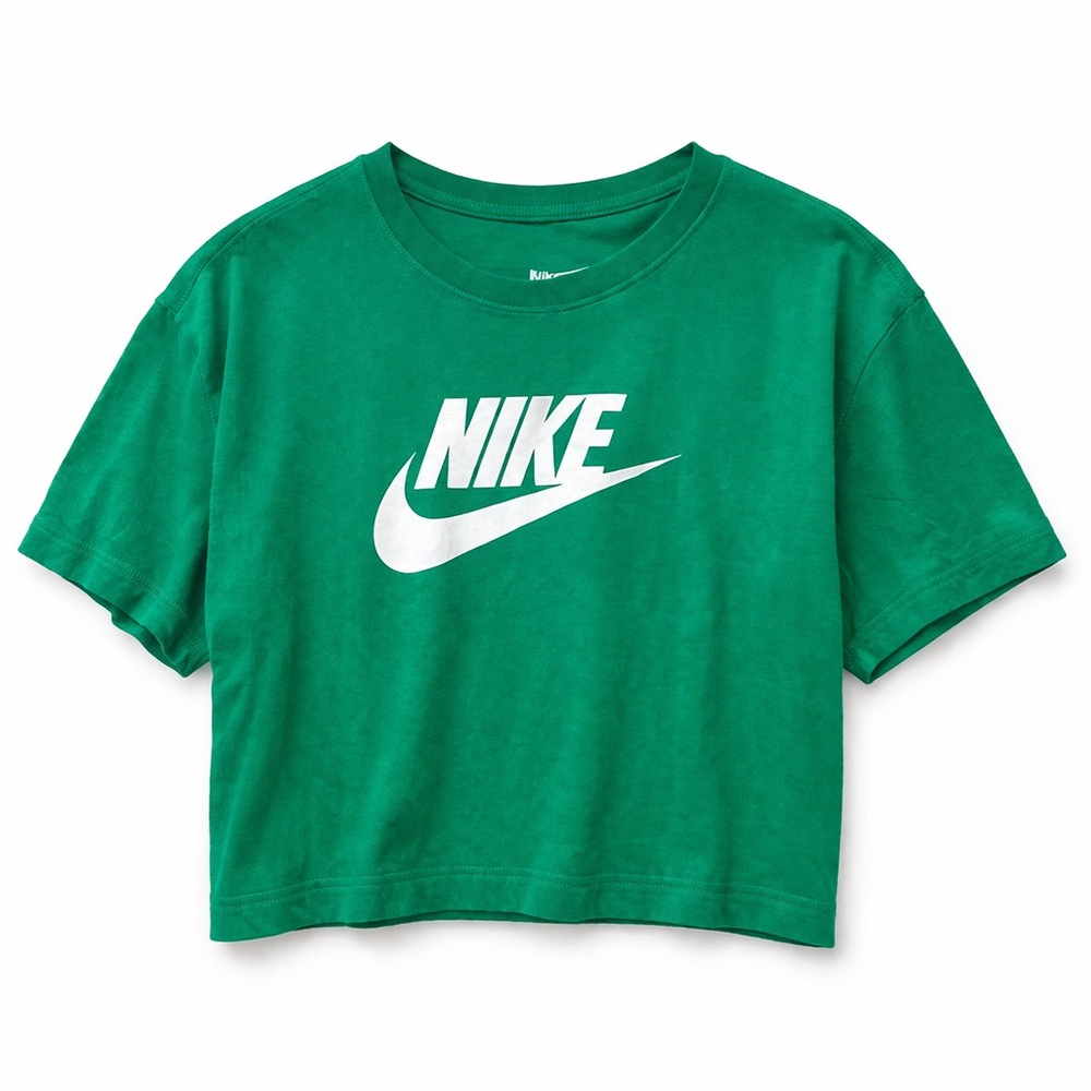 Nike Cropped Logo Tee Green Swoosh Crop Top Women’s Large